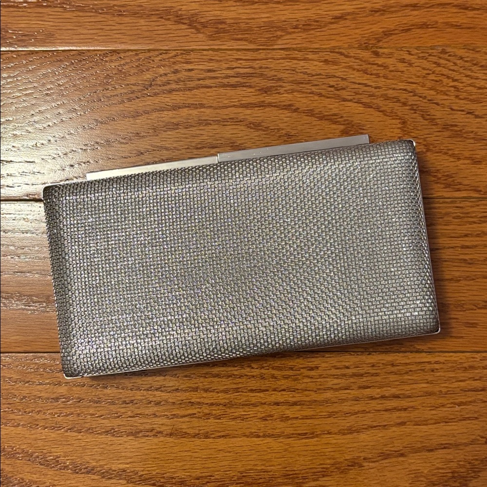 NEW Parfois Metallic Box Clutch Bag Silver Chain Formal Evening Purse Crossbody